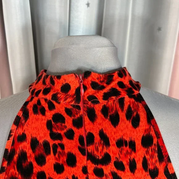 Long Red Leopard Print Dress, XXL - Picture 6 of 10